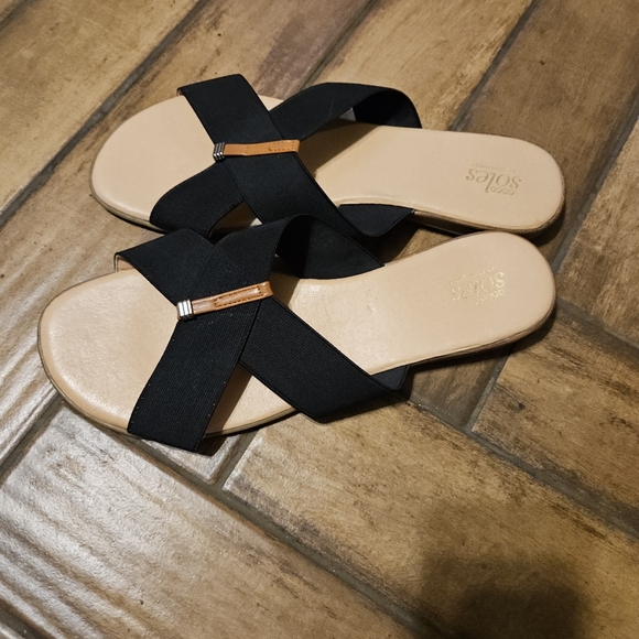 Good Soles by Catherines elastic crisscross Mule slip on sandal, size 12.5 women - Picture 4 of 7